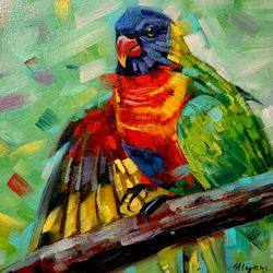 Parrot painting original art Parrot painting canvas Parrot painting bird original Original oil painting