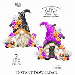 Halloween gnome and wax burner. Clipart png, cute characters, hand drawn graphics
