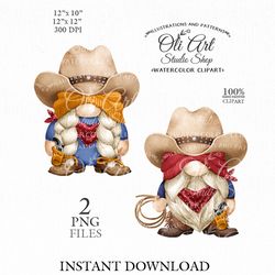 Cowboy gnome, Cowboy hat, digital clipart png, cute characters, digital download