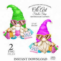 Shopping gnome clipart. Digital clipart png, cute characters