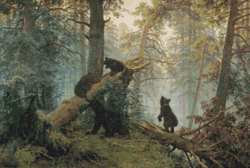 PDF Counted Vintage Cross Stitch Pattern | Morning in the Pine Forest | Ivan Shishkin 1889 | 6 Sizes