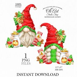 Gnome and christmas wax melt burner. Digital clipart png, cute characters