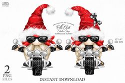 Biker Gnome Santa hats clipart. Sublimation Png, Design Digital Download. OliArtStudioShop
