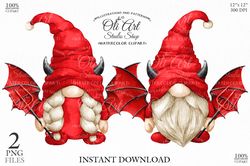 Gnomes demon clipart, cute characters, digital download, Hand Drawn graphics