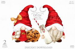 Christmas gnome clipart png, Santa's Milk and cookies, boy and girl gnome