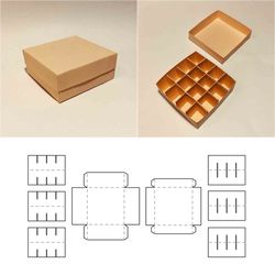 Box with dividers template, box with compartments, box with insert, box with inlay, SVG, PDF, Cricut, Silhouette, 8.5x11