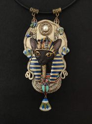 Bastet Egyptian Cat Goddess pendant, Pendant Black cat Bactet, Jewelry of Egypt