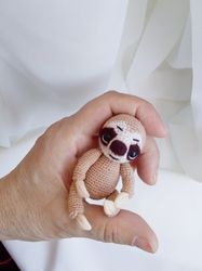crochet sloth animal. miniature toy. handmade sloth. small crochet toy. tiny animals. handmade miniature figurine