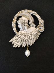Art Nouveau Greek brooch, Greek pin, Large brooch, Antique pin of Alexander