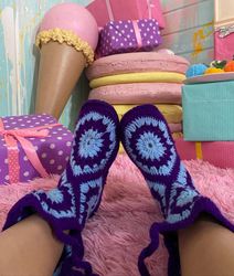 Wool socks, crocheted socks, long Scandinavian socks, winter warm socks with soles, handmade