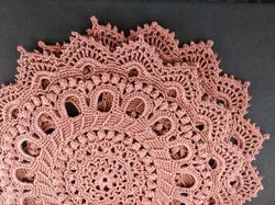 Set of 2 chocolate color crochet doilies retro style for the warmth kitchen