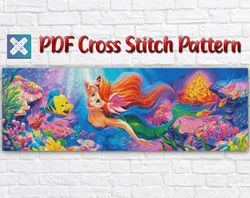 Mermaid Cross Stitch Pattern / Ariel Cross Stitch Pattern / Disney Cross Stitch Pattern / Instant Printabel PDF Chart