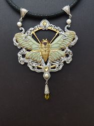 CICADA, Art Deco, Art Nouveau, bee insect Statement Chunky, Necklace Retro 1920