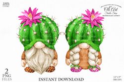 Gnome cactus clipart, digital clipart png, cute characters