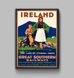 Iraland vintage travel poster, digital download