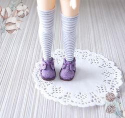 Short Boots for Blythe doll, Handmade shoes for Blythe, Lilac doll boots, Genuine Leather Doll footwear, Blythe shoes