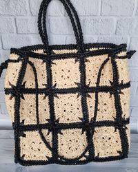 Raffia bag.  Crocheted.  Handmade.