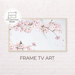 Samsung Frame TV Art | 4k Spring Pink Flowers Bloom Art For The Frame TV | Digital Art Frame Tv | Floral Paintings Gray