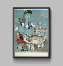 Spain Madrid vintage travel poster, digital download