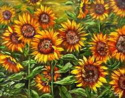Sunflowers Painting Floral Original Art 16 by 20 inch