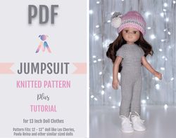 Paola Reina clothes pattern, Knitted JUMPSUIT for 13 inch dolls, Doll clothes pattern