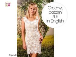 Short dress Irish lace crochet pattern , lace crochet pattern , crochet  dress pattern , irish crochet lace , Fiber Art