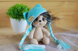 Crochet toy hedgehog cute forest animal. Handmade tiny hedgehog is interior decor or hedgehog lovers gift.