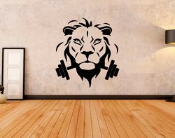 Bodybuilder Gym Fitness Crossfit Coach Sport Muscles A Ferocious Lion Wall Sticker Vinyl Decal Mural Art Decor