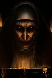 Original Enchantment 2 oil painting, The Curse of the Nun, Horror portrait, Hand painted