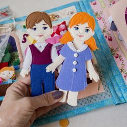 PDF Pattern Felt 2 Dolls and set 18 clothes - Sewing Tutorial Play set Dress up Doll