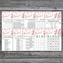 16th Birthday Party Games bundle,Adult birthday games package,Printable Birthday Games,INSTANT DOWNLOAD