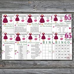 65th Birthday Party Games bundle,Adult birthday games package,Printable Birthday Games,INSTANT DOWNLOAD