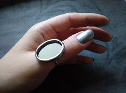 Mirror oval ring, Halloween ring, witchy aesthetic, tin soldered glass ring, stained glass ring, protection ring