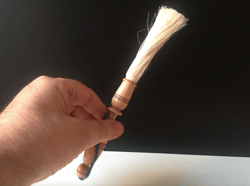 Hand-made carved sprinkling brush. Wood, carving, natural fibers. Size: 1.2''x9.4'' (3 x24 cm)