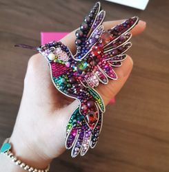 Hummingbird jewelry brooch beaded