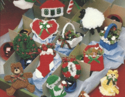 digital | vintage plastic canvas pattern christmas tree ornaments | plastic canvas 7-mesh | english pdf template