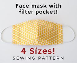 Face Mask with filter pocket . Sewing pattern PDF