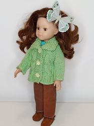Paola Reina doll clothes pattern, Knitted jacket for 13 inch dolls. Knitting tutorial step by step