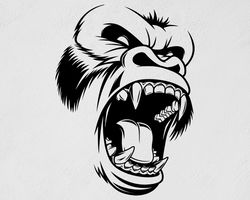 Angry Gorilla Face, A Wild Animal, Gorilla Head, Car Sticker Wall Sticker Vinyl Decal Mural Art Decor