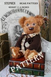 PATTERN of Stefan the bear PDF Handmade Artist Collectible Teddy Bear OOAK Vintage Stuffed animal toys bear plushinnes