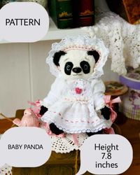 BABY PANDA PATTERN PDF Handmade Artist Collectible Teddy Bear OOAK Vintage Stuffed animal toys bear plushinnes