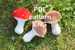 mushroom pattern autumn decor, Thanksgiving decor toy tutorial, amigurumi crochet mushroom PDF pattern instant download