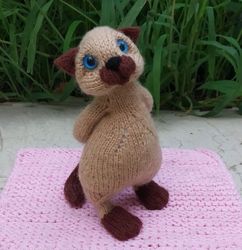 Stuffed Siamese cat with a little bunny, flexible kitten toy, interior toy siamese cat