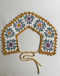 Crocheted cotton collar in granny square technique