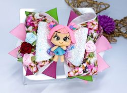 hair bows  with clay doll, hair clips for girls