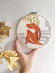 Henri Matisse cross stitch pattern PDF Nude woman embroidery Boho cross stitch modern