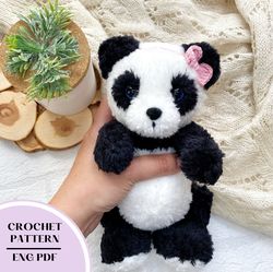 Crochet Teddy Panda pattern toy. Amigurumi animal panda pattern