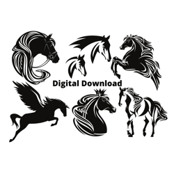 Horse Unicorn Clipart PNG SVG JPG,Animals Clipart,Horses Vector Graphics,Animal Silhouettes,printable art,horses png