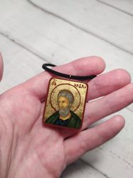 Apostle Andrew | Icon pendant |  Icon necklace | Wooden pendant | Jewelry icon | Orthodox Icon | Christian saints