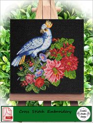 Vintage Cross Stitch Scheme Flowers and birds 2